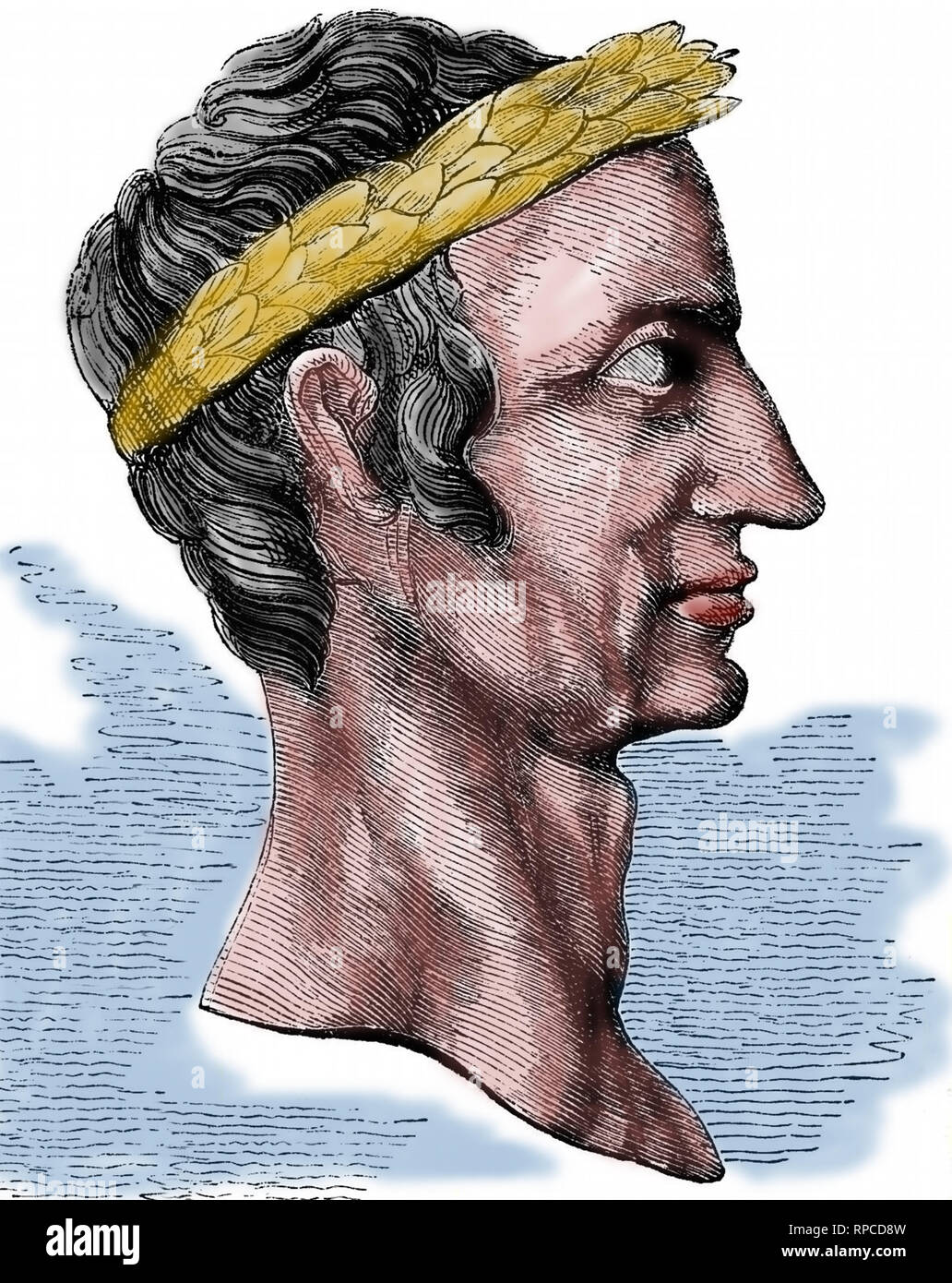 Giulio Cesare (100BC-44 BC) generale romano e più. Incisione, 1845. Foto Stock