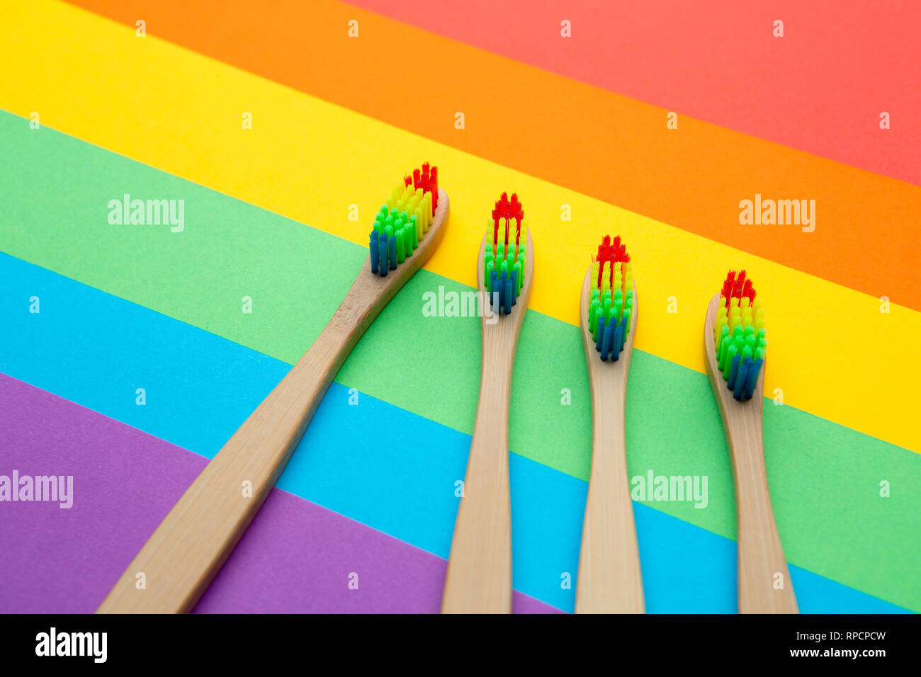 Immagine delle quattro spazzolini situato in centro. Foto Stock
