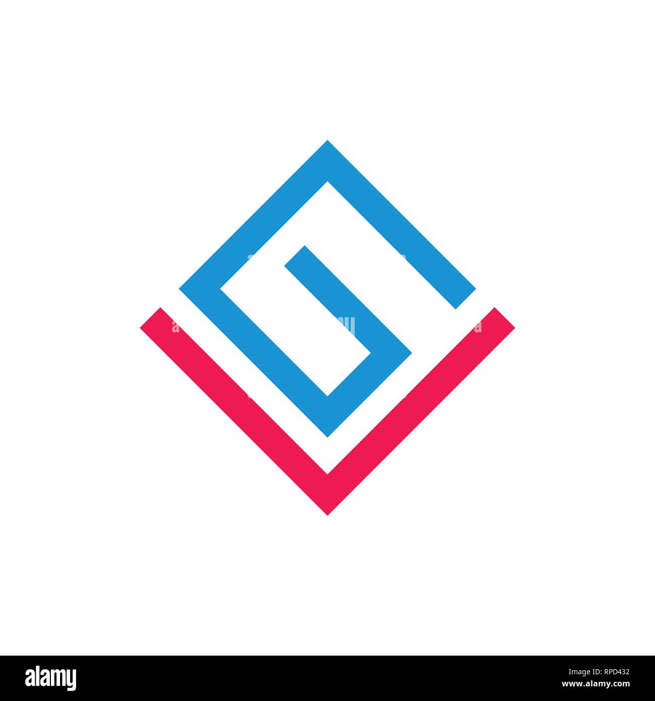 Abstract lettere gv freccia geometrica vettore logo Illustrazione Vettoriale