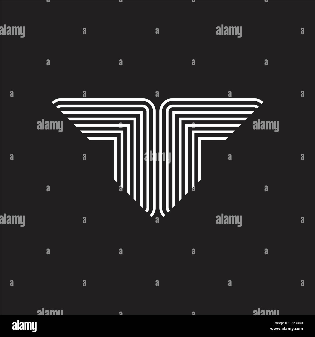 Abstract lettera t strisce logo ali Illustrazione Vettoriale