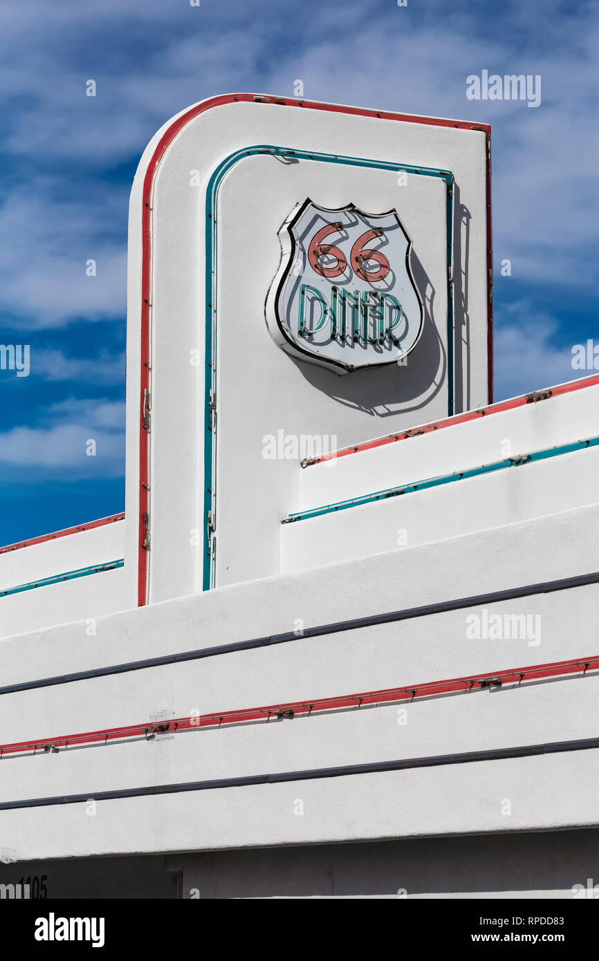 66 Diner, un nostalgico ristorante lungo la storica Route 66 in Albuquerque, Nuovo Messico, Stati Uniti d'America [alcuna proprietà di rilascio; licenze disponibili per usi editoriali Foto Stock