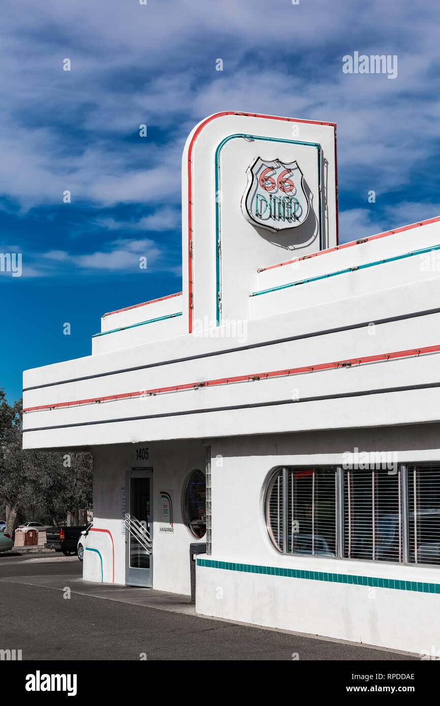 66 Diner, un nostalgico ristorante lungo la storica Route 66 in Albuquerque, Nuovo Messico, Stati Uniti d'America [alcuna proprietà di rilascio; licenze disponibili per usi editoriali Foto Stock