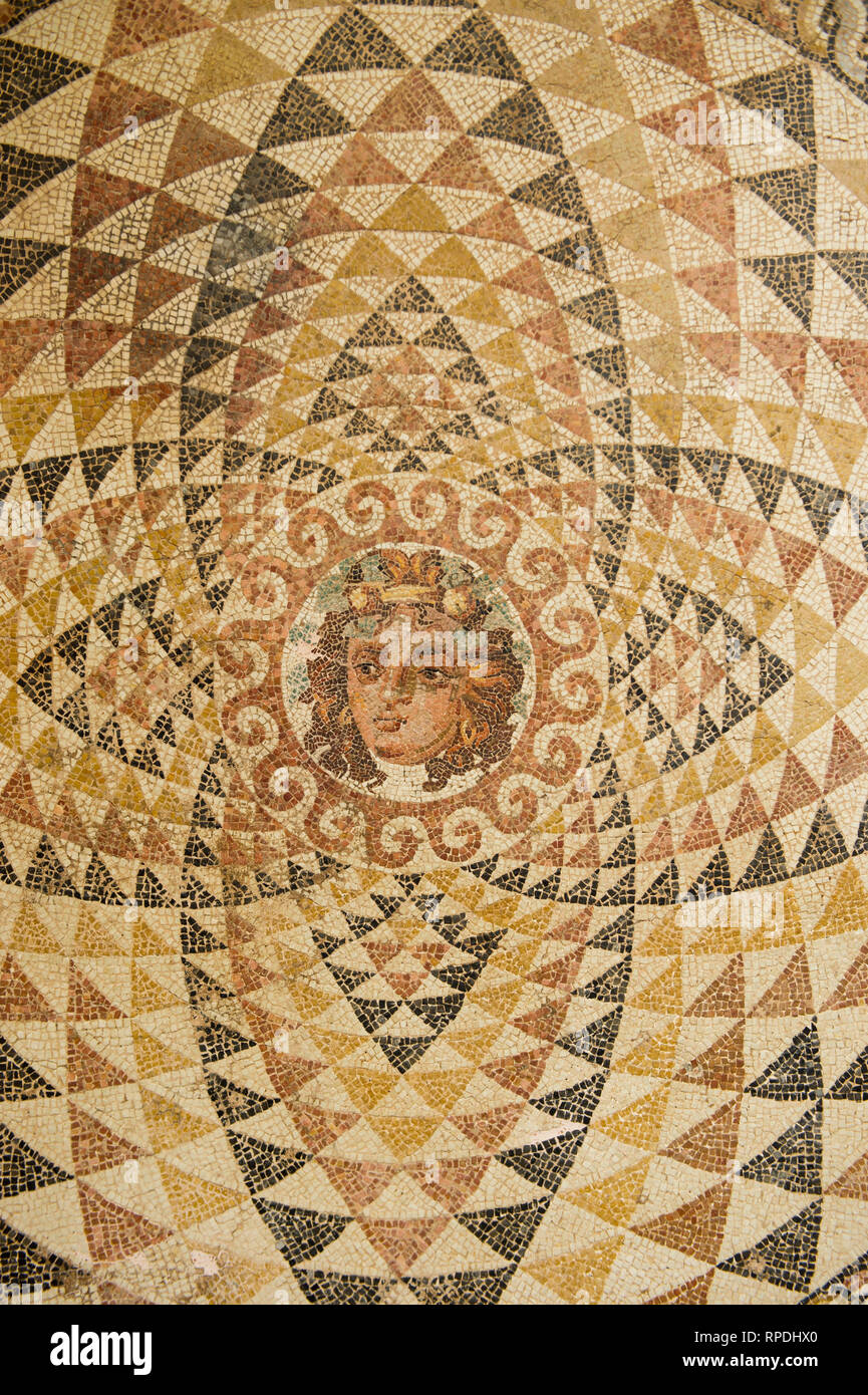 Mosaico, Museo Archeologico di Corinto antico, Corinto, Grecia Foto Stock