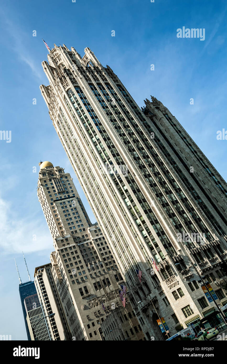 Chicago Tribune Tower, Chicago, Illinois USA Foto Stock