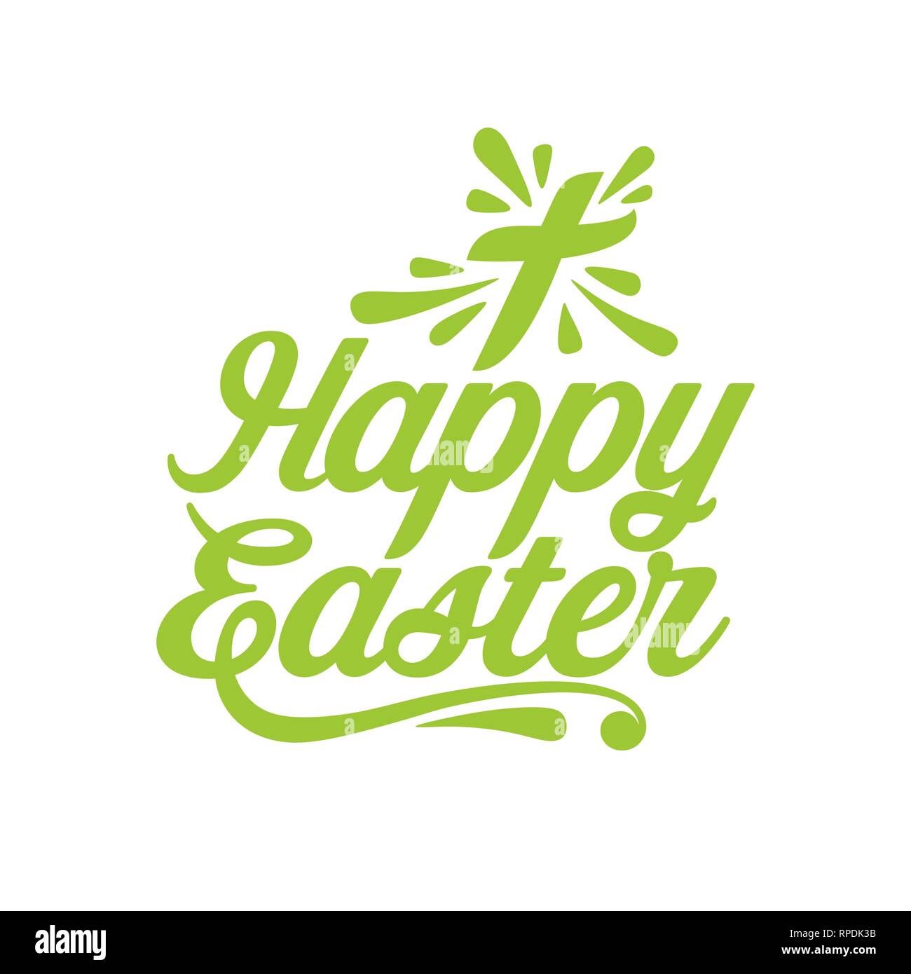 Felice Pasqua. Scritte ed elementi grafici. Croce di Gesù Cristo. Illustrazione Vettoriale