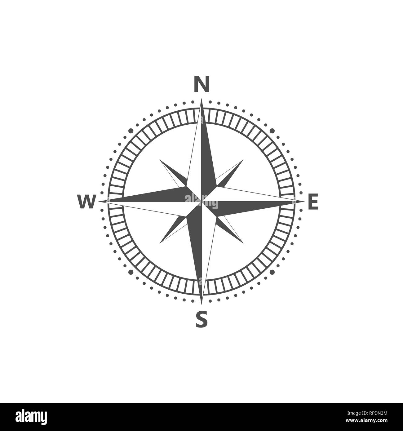 Icona vettore rosa dei venti, navigition icona. Illustrazione Vettoriale, design piatto Illustrazione Vettoriale