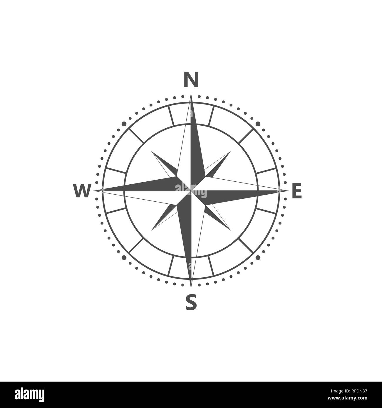 Icona vettore rosa dei venti, navigition icona. Illustrazione Vettoriale, design piatto Illustrazione Vettoriale