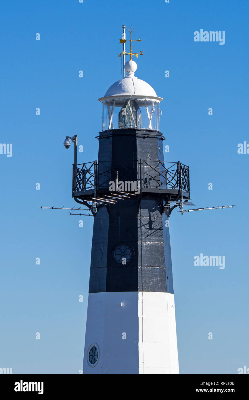 Nieuwe Sluis, olandese faro Nieuwesluis vicino Breskens che segna l'entrata per la Schelda occidentale / Westerschelde, Zeeland, Paesi Bassi Foto Stock
