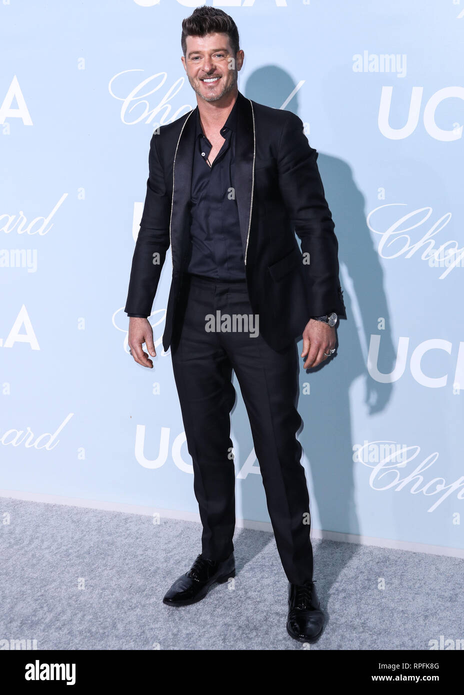 Il cantante Robin Thicke arriva a 2019 Hollywood per la scienza gala tenutosi in un terreno privato nel febbraio 21, 2019 a Beverly Hills Los Angeles, California, Stati Uniti. (Foto di Xavier COLLIN/Image Press Agency) Foto Stock