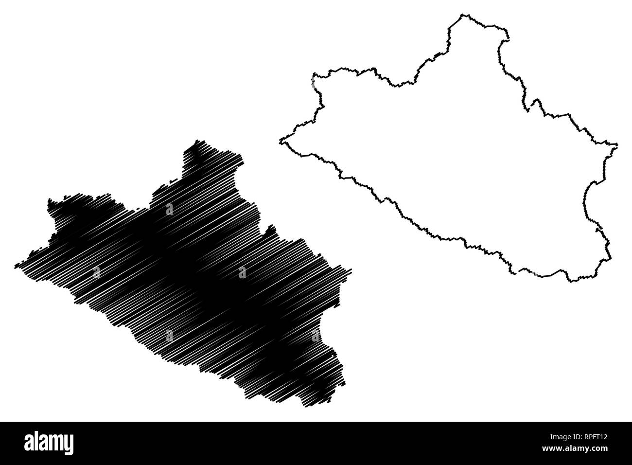 Nghe una provincia (Repubblica socialista del Vietnam, suddivisioni del Vietnam) mappa illustrazione vettoriale, scribble schizzo Tinh Nghe una mappa Illustrazione Vettoriale