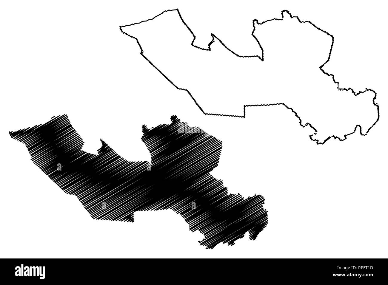 Lungo una provincia (Repubblica socialista del Vietnam, suddivisioni del Vietnam) mappa illustrazione vettoriale, scribble schizzo Tinh lungo una mappa Illustrazione Vettoriale