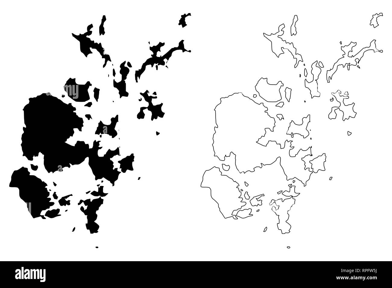 Orkney Islands (Regno Unito, Scozia, del governo locale in Scozia) mappa illustrazione vettoriale, scribble schizzo Orkney (Northern Isles) mappa Illustrazione Vettoriale