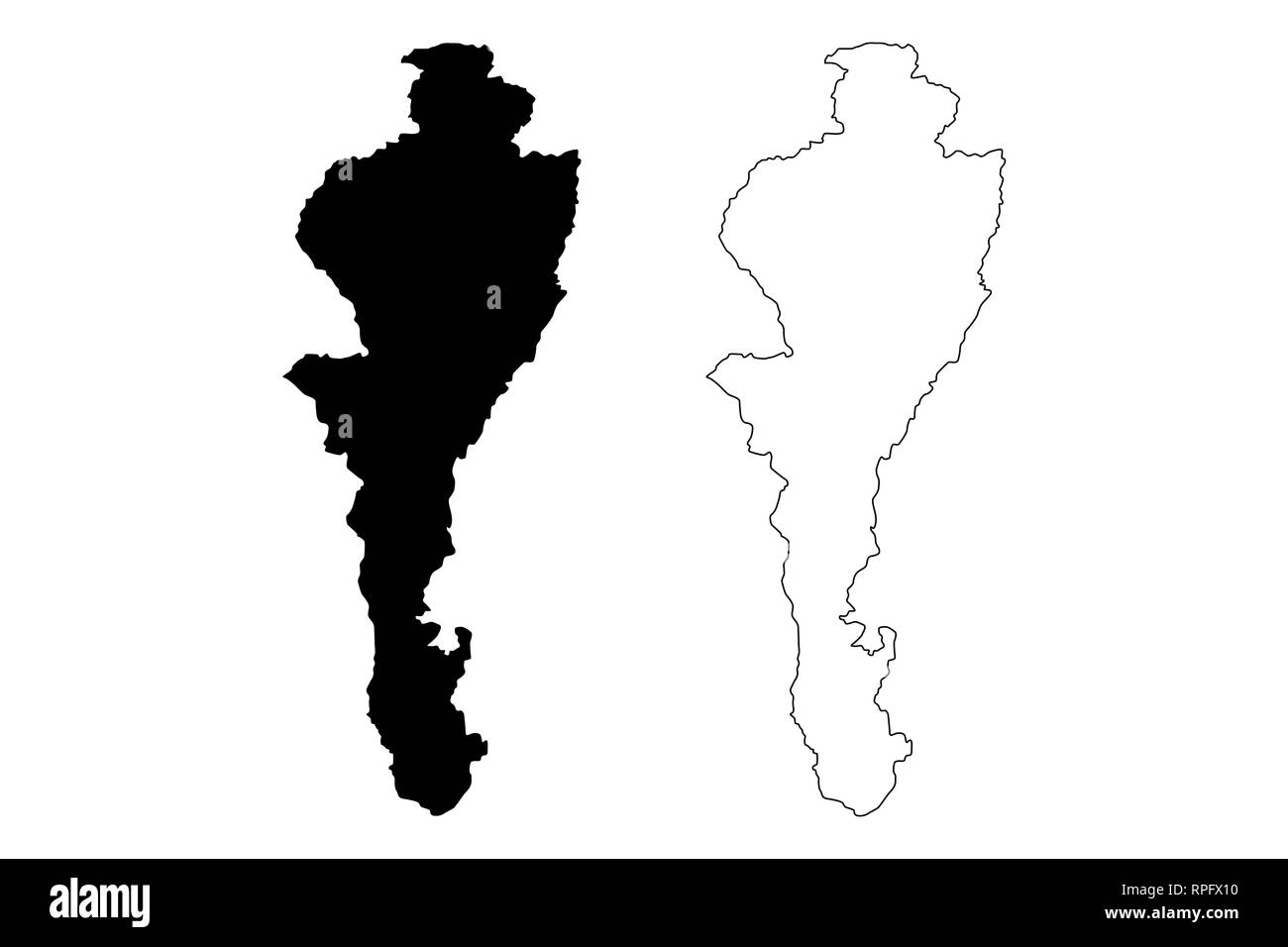 Cesar reparto (Colombia, Repubblica di Colombia, dipartimenti della Colombia) mappa illustrazione vettoriale, scribble schizzo dipartimento di Cesar mappa Illustrazione Vettoriale
