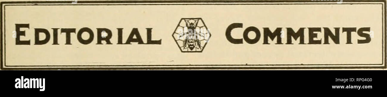 . American bee journal. La cultura delle api; le api. n ' ^^1^1 fPiiiX' ^(&amp;S^ ^SEi^plBjS: V VRM SI^H ^^r.:?^;^ ^m A-^V&GT; (immesso di seconda classe materia a post-offlce a Hamilton. 111., in base alla legge del 3 marzo 1879.) pubblicato mensilmente a $1.00 un anno da parte di American Bee Journal, First National Bank Building C. p. DADANT. Editor. Il DR. C. C. Miller. Associate Editor. HAMILTON, ill., Ottobre 1915 Vol. LV..-No. 10. Wilinon Newell in Florida dopo diversi anni come membro ento- mologist per Texas, Wilmon Newell, ben noto per la maggior parte dei nostri lettori, ha accettato la posizione di stato impianto Commissario per F Foto Stock
