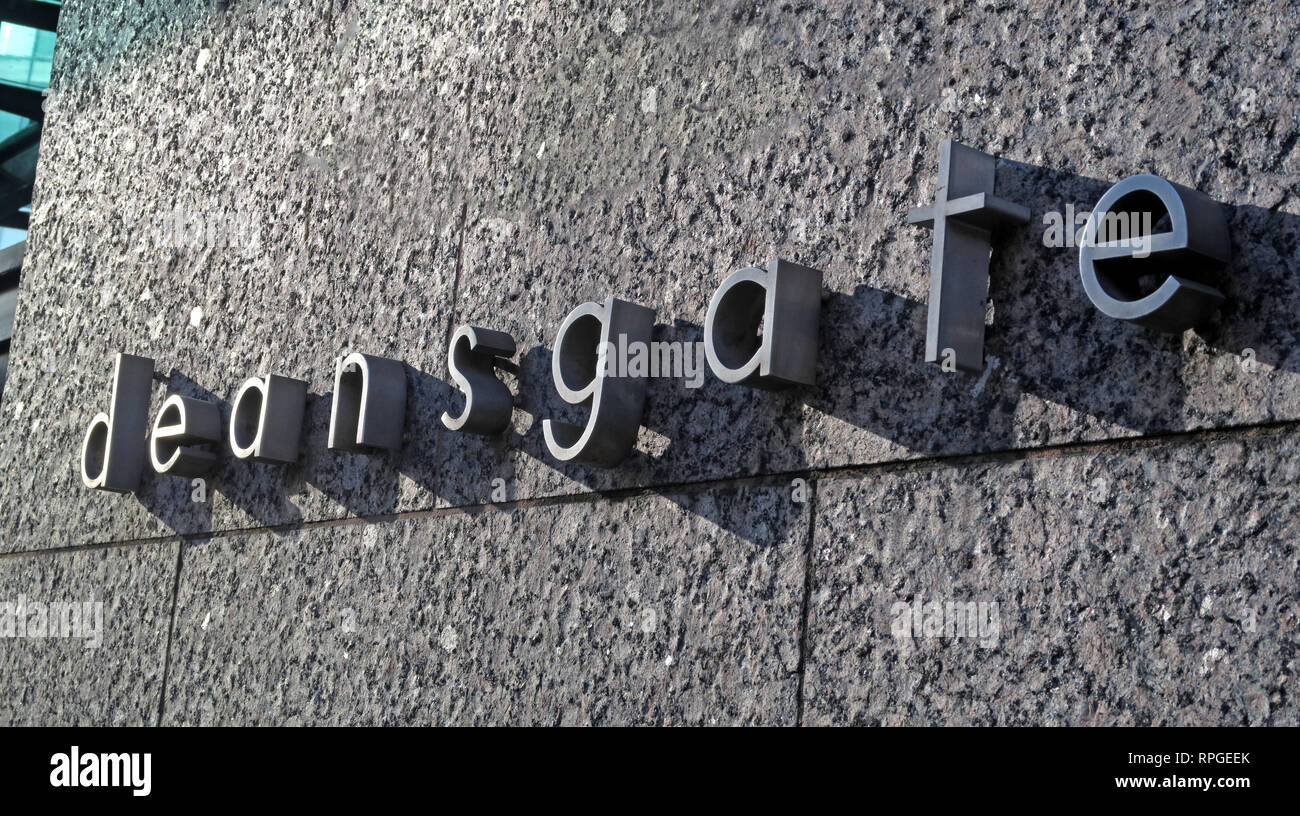 Deansgate Manchester quartiere, il centro città di Manchester North West England, Regno Unito, M3 4LQ Foto Stock