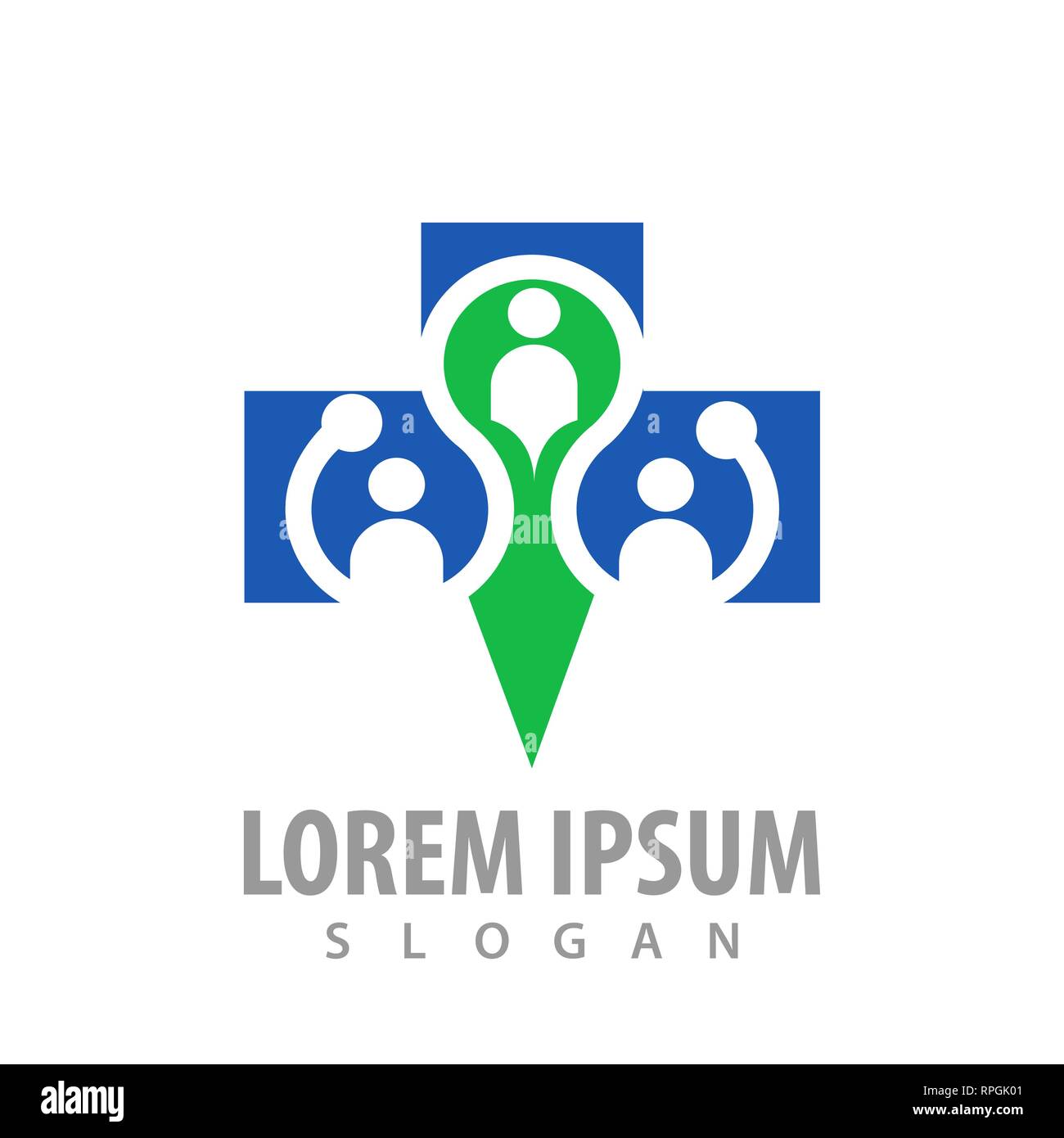 Persone logo cross concept design. Simbolo grafico elemento di modello Illustrazione Vettoriale