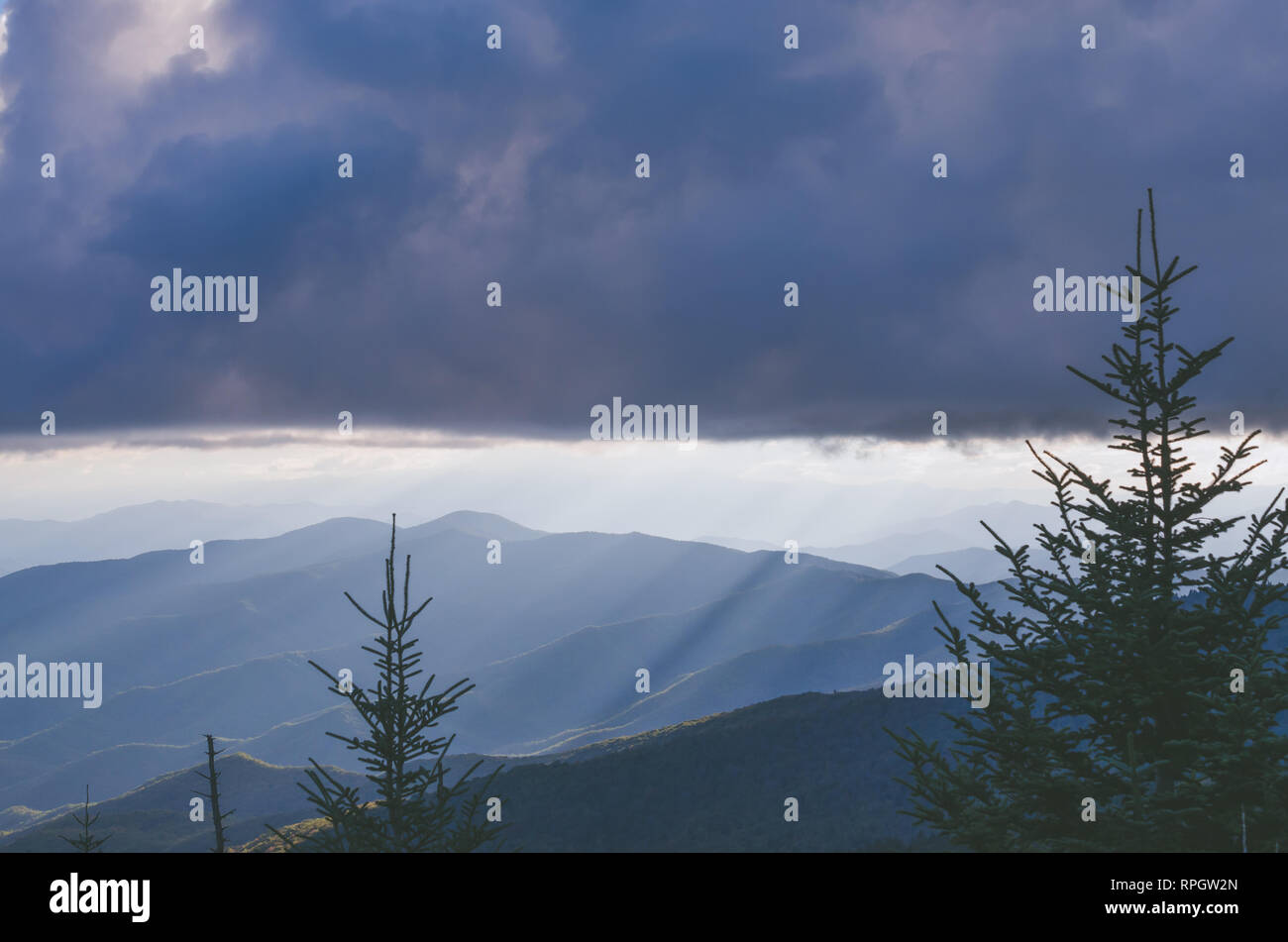 Tramonto in Smokey Mountains Foto Stock
