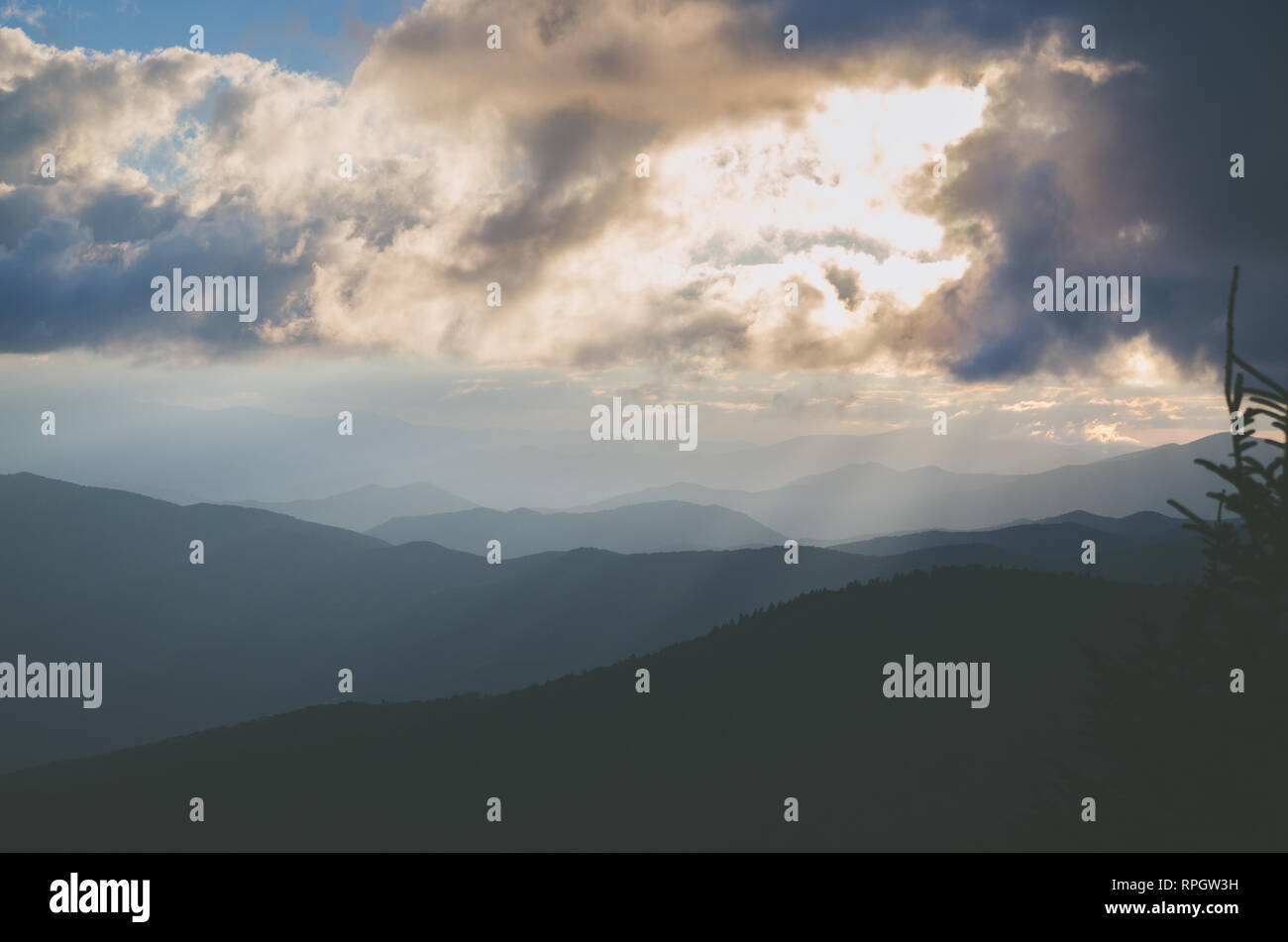 Tramonto in Smokey Mountains Foto Stock