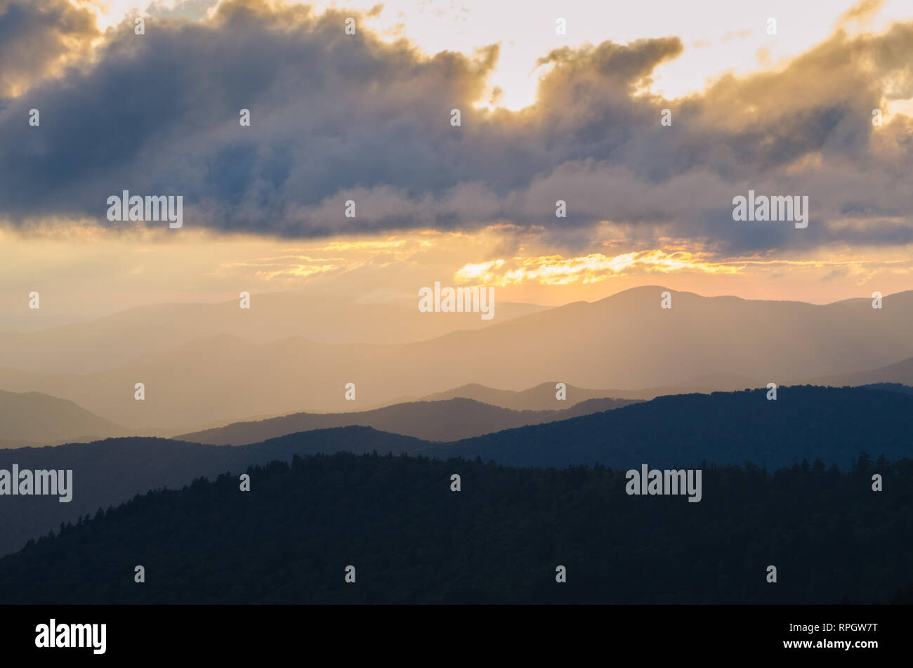 Tramonto in Smokey Mountains Foto Stock