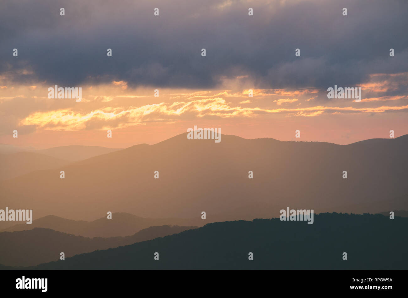 Tramonto in Smokey Mountains Foto Stock