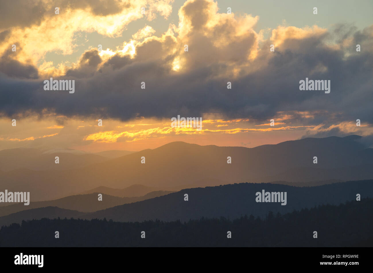 Tramonto in Smokey Mountains Foto Stock