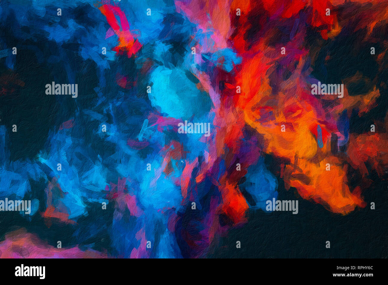 Abstract digital il dipinto a olio su tela piena di consistenza e colore brillante Foto Stock