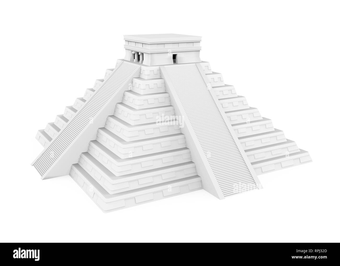 Bianco Piramide Maya Isolat Foto Stock