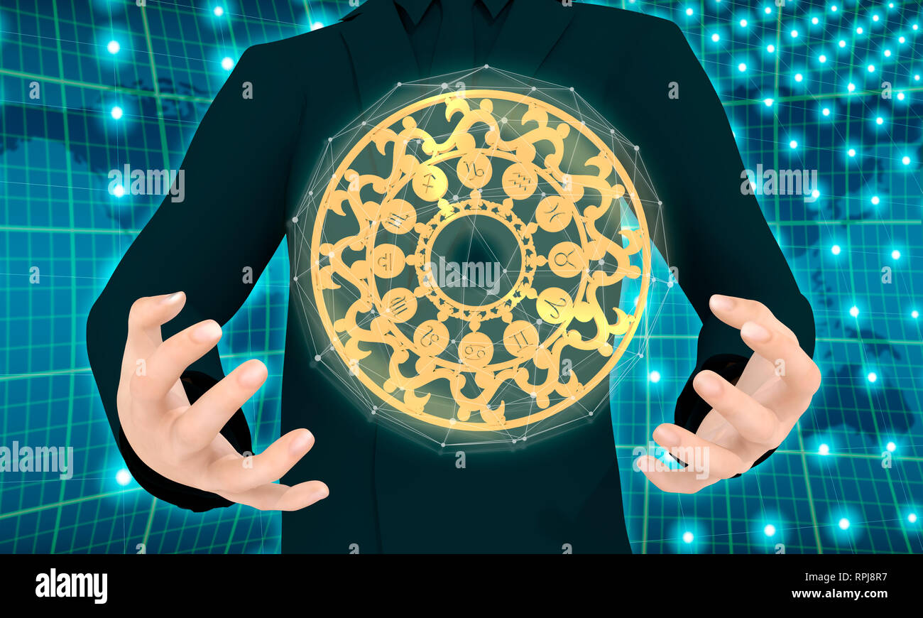 Simboli di astrologia in cerchio Foto Stock