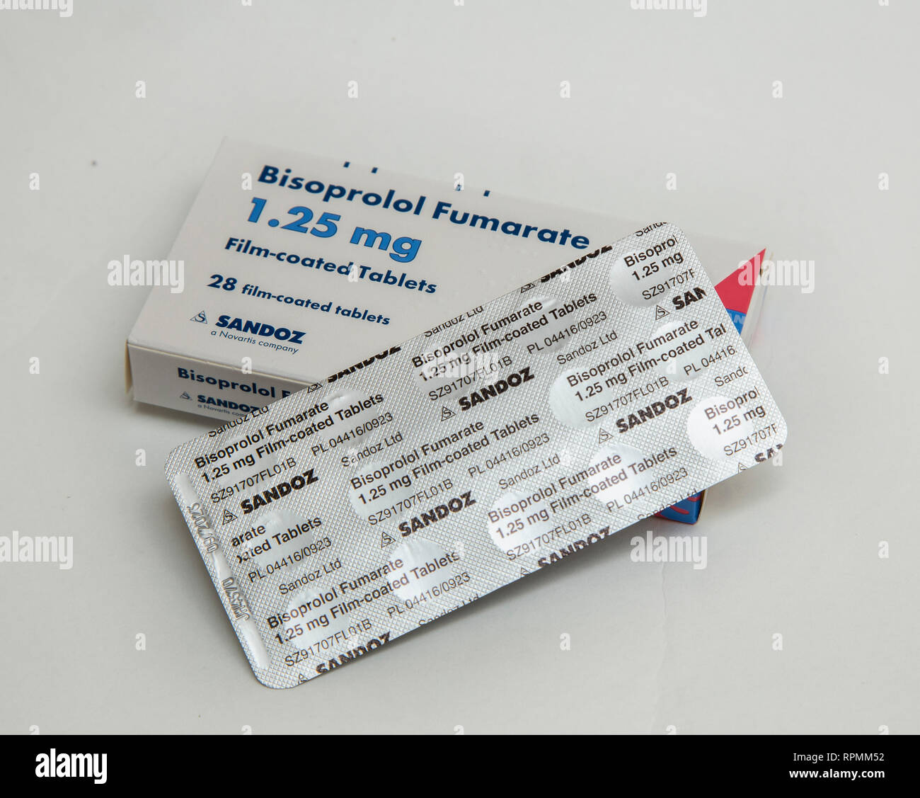 Il bisoprolol, una beta-bloccante farmaco tipicamente presi dopo un attacco di cuore, insufficienza cardiaca per il trattamento di alta pressione sanguigna. Foto Stock