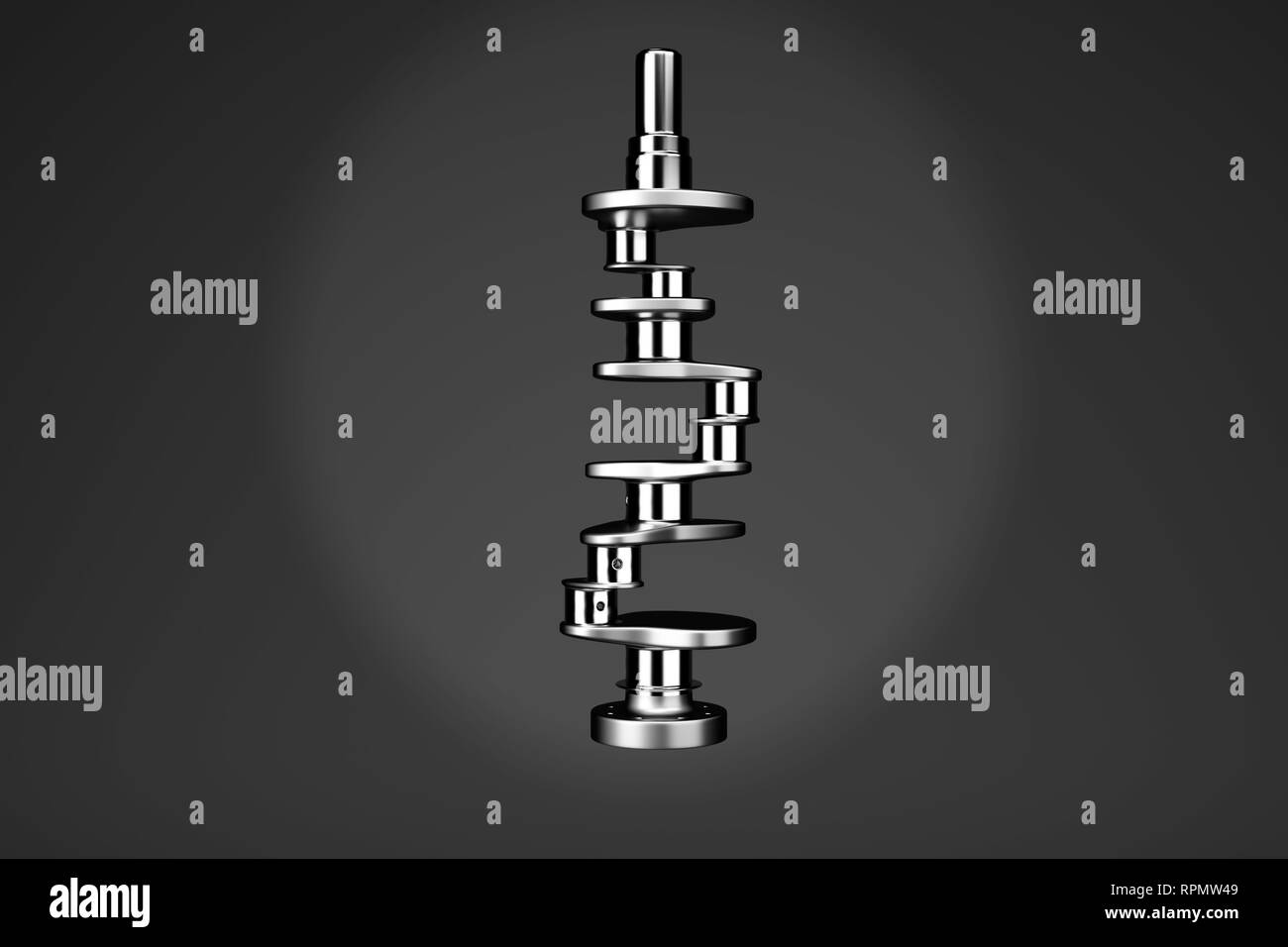 Il rendering 3D. Albero a gomiti per 6v cilindri motore. Foto Stock