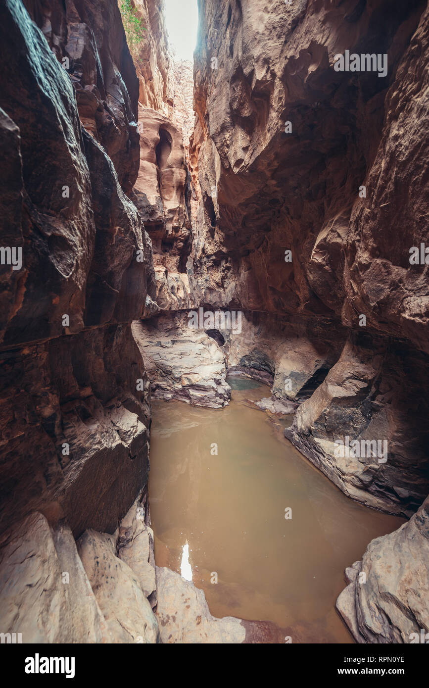 Khazali Canyon di Wadi Rum valle chiamato anche Valle della Luna in Giordania Foto Stock