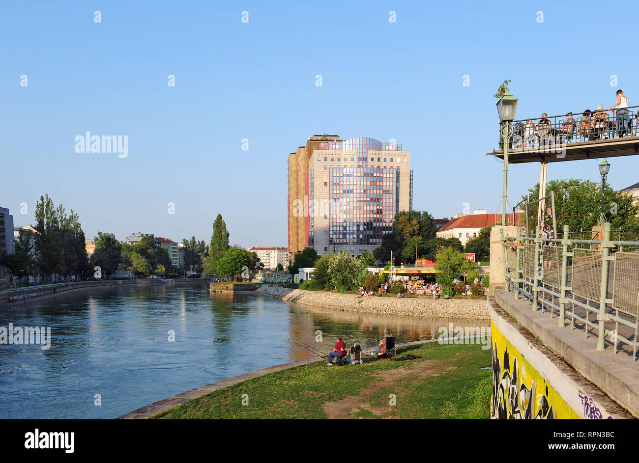 Donaukanal in estate, Vienna, Austria Foto Stock