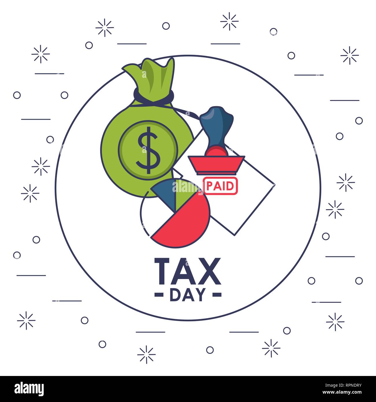 Imposta giorno scheda di finanziamento Illustrazione Vettoriale