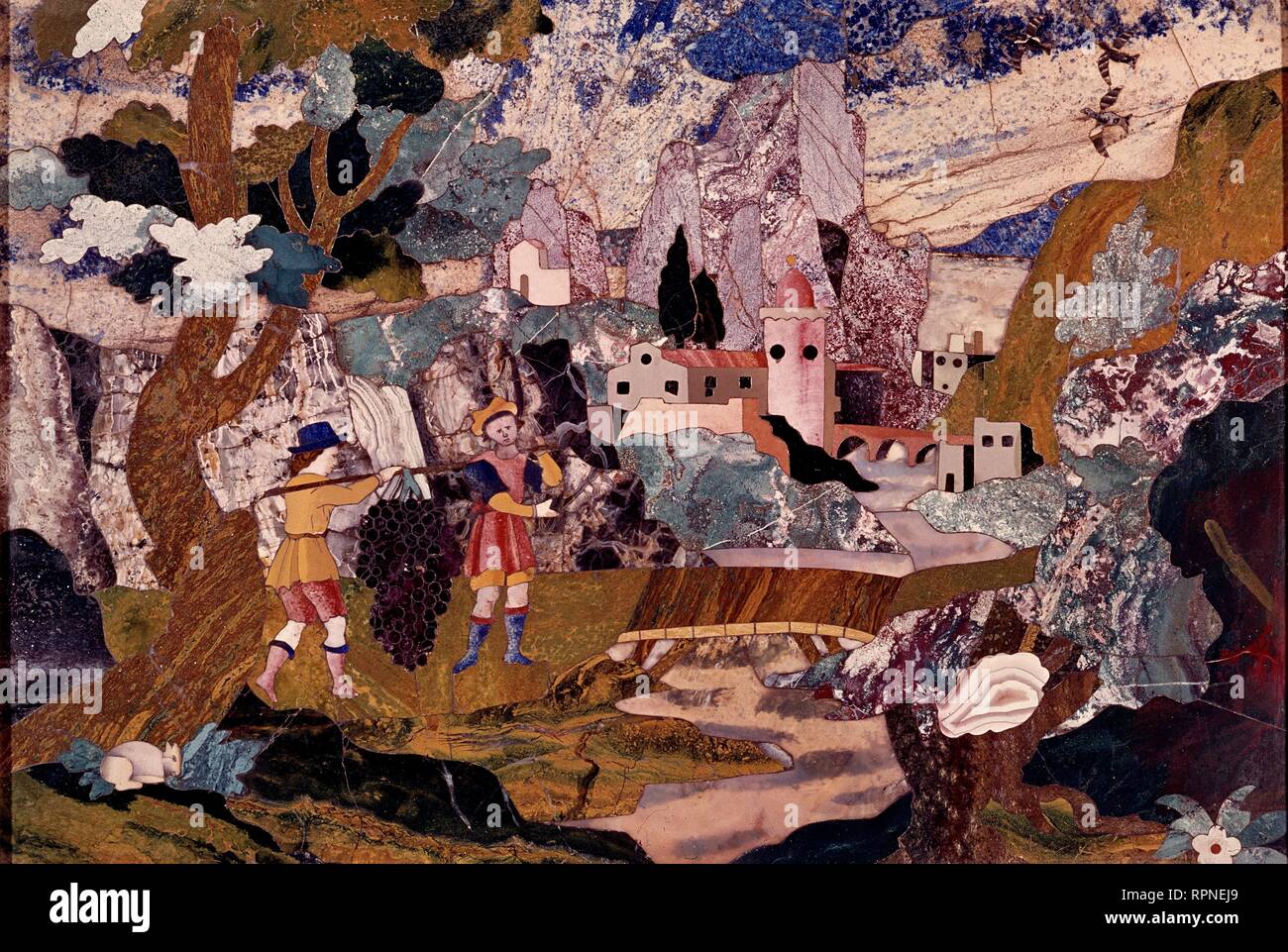 MOSAICO DE PIEDRA DURA LA TIERRA PROMETIDA. Autore : TOSCANO M. Posizione: GALERIA borghese. Roma. ITALIA. Foto Stock