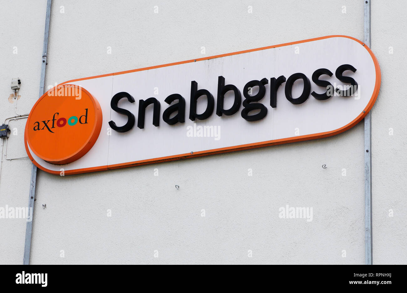 Solna, Svezia - 22 Giugno 2016: Segno al di fuori del gruppo Axfood Snabbgross supermercato in Solna Business Park. Foto Stock