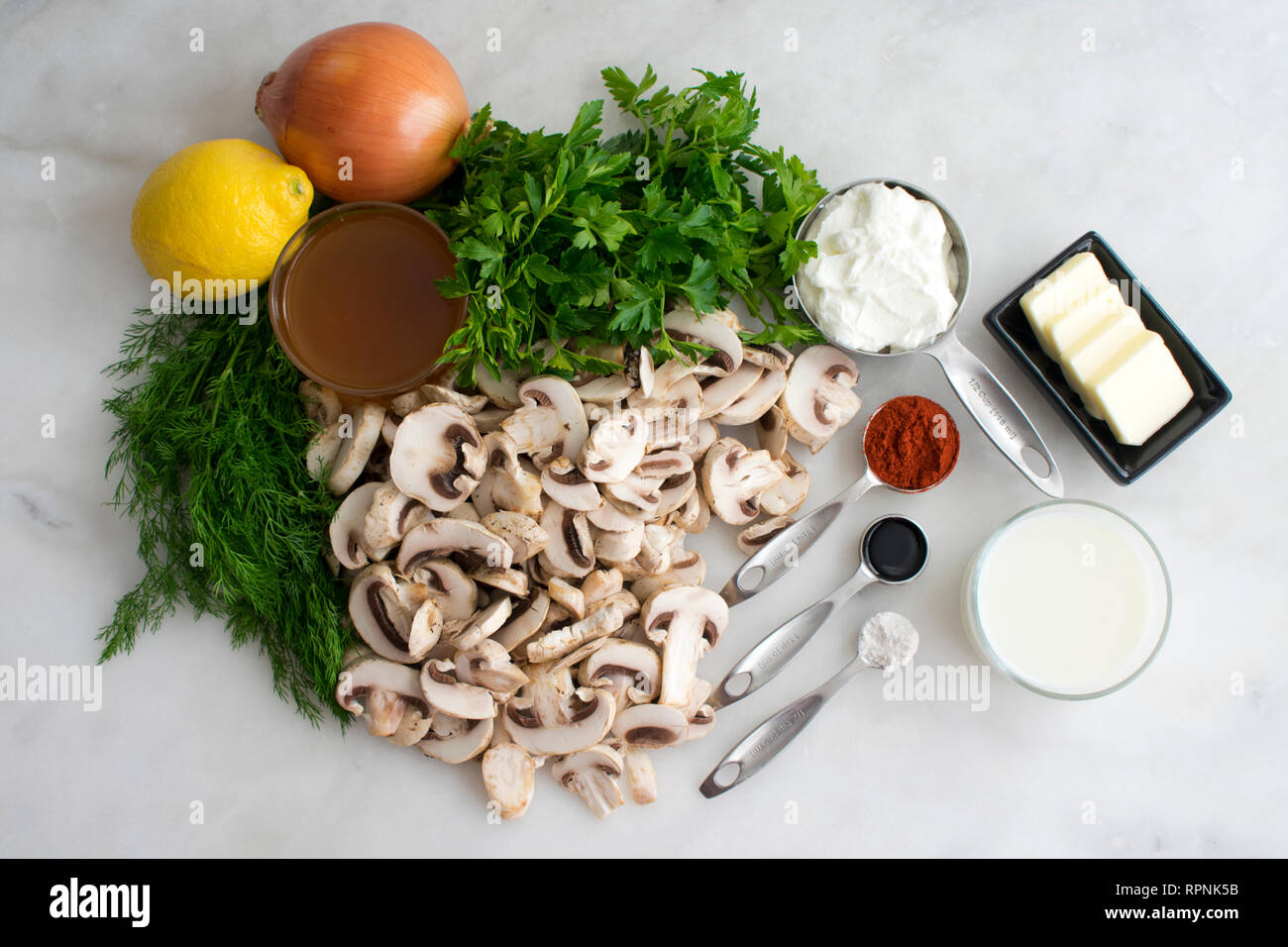 Ungherese zuppa di funghi Ingredienti Foto Stock