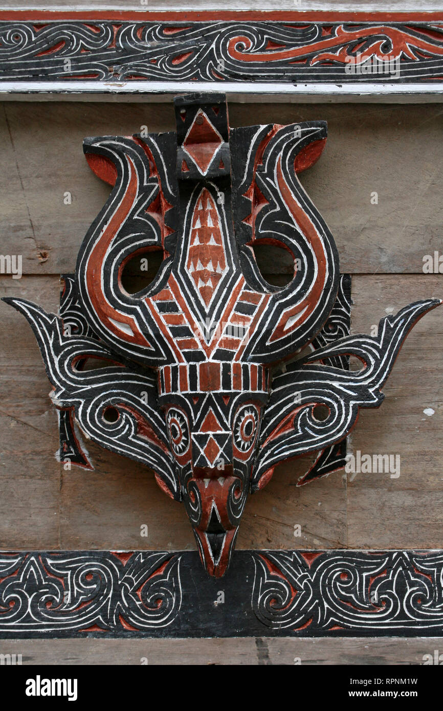 Maschera di Batak - isola di Samosir, Lago Toba, Sumatra Foto Stock