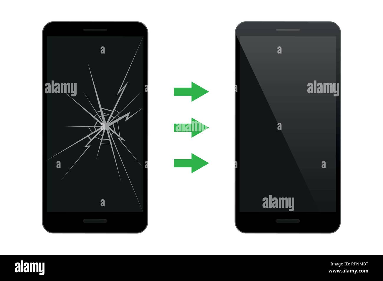 Telefono cellulare di servizio di riparazione rotto e riparato display illustrazione vettoriale EPS10 Illustrazione Vettoriale