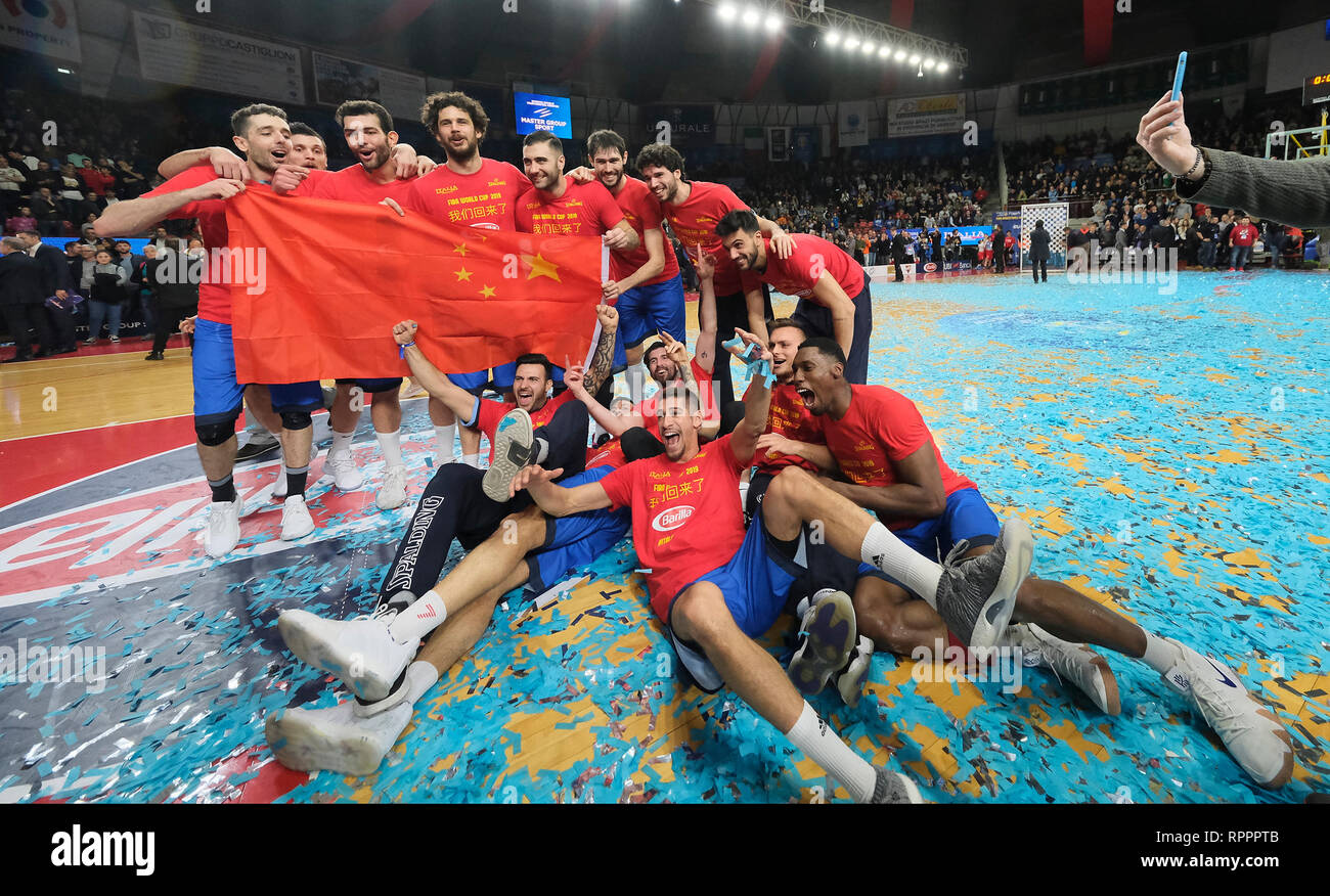 Foto Simone Raso/LaPresse 22-02-2019 Varese (Italia)basketItalia vs Ungheria - Qualificazioni Mondiale Basket Cina 2019Nella foto: festa Italia dopo la vittoriaPhoto Simone Raso/LaPresse 22-02-2019 Varese (Italia)basketItalia vs Ungheria vs World Cup 2019 qualifiersin il pic: Italia celebra Foto Stock