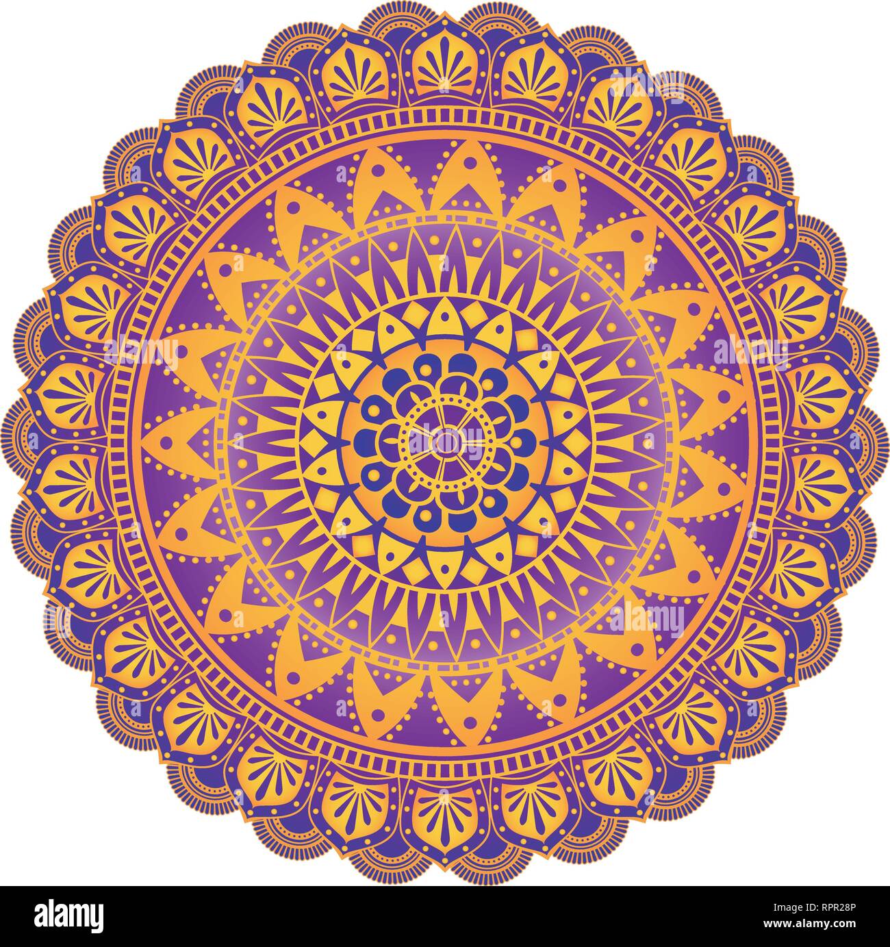 Vector mandala - Viola e oro Illustrazione Vettoriale