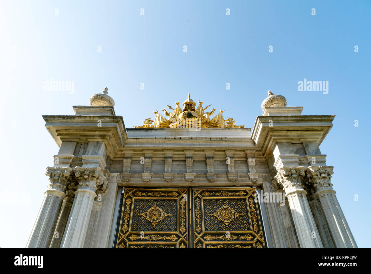 Bosphorus porta del Palazzo Beylerbeyi ad Istanbul in Turchia Foto Stock