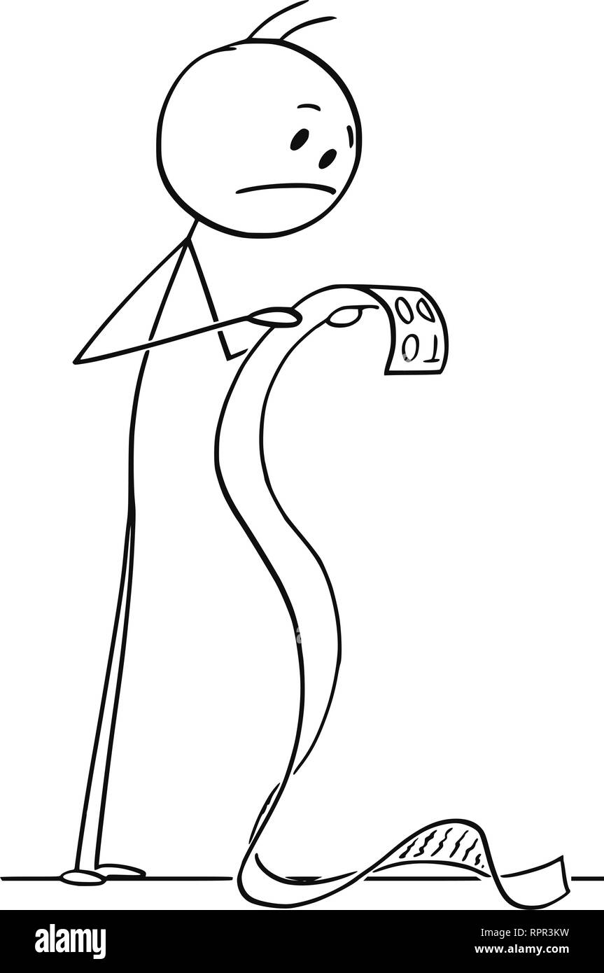 Cartoon di uomo frustrato la lettura molto lungo per fare lista o elenco di controllo Illustrazione Vettoriale