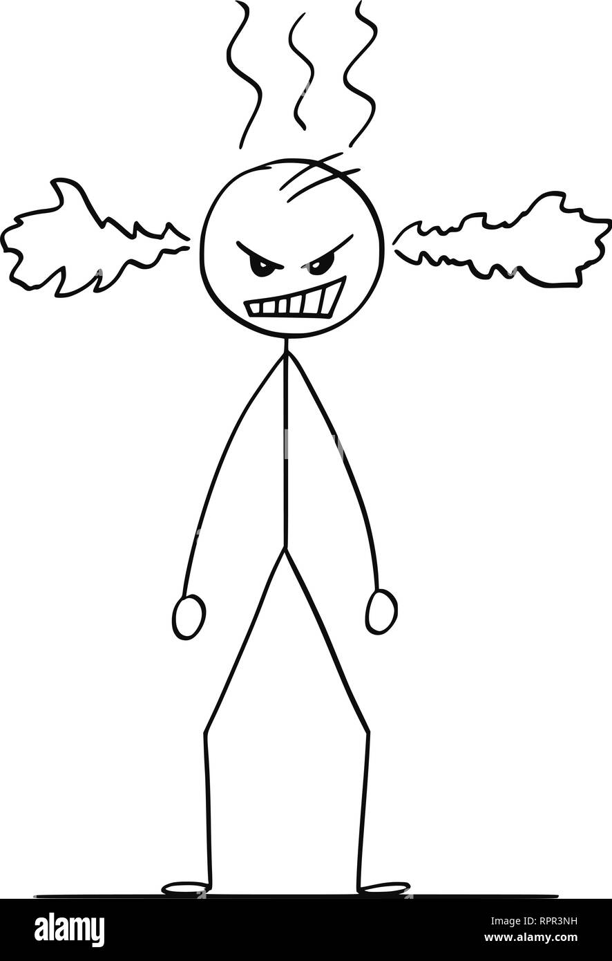 Cartoon di Angry Man o imprenditore Illustrazione Vettoriale