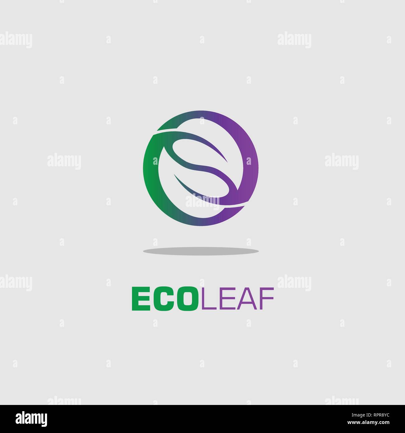 Cerchio foglia Eco logo grafico modello. Illustrazione Vettoriale