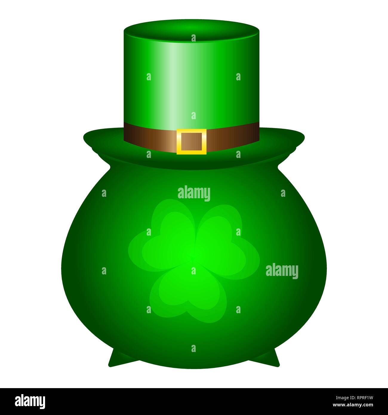 Pot e il tappo del coperchio è un simbolo di San Patrick s Day Illustrazione Vettoriale