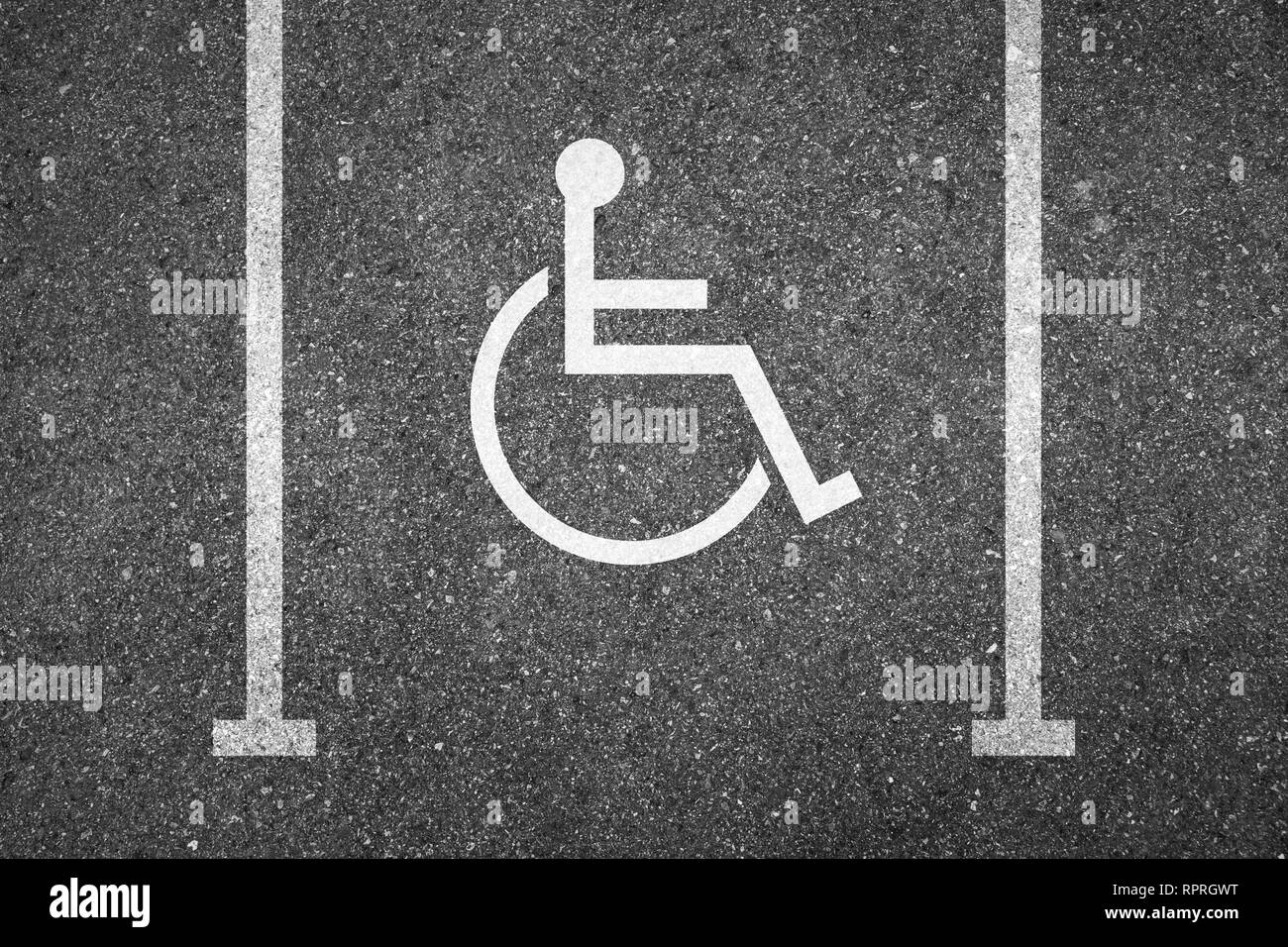 Portatori di handicap Parcheggio vista superiore Foto Stock