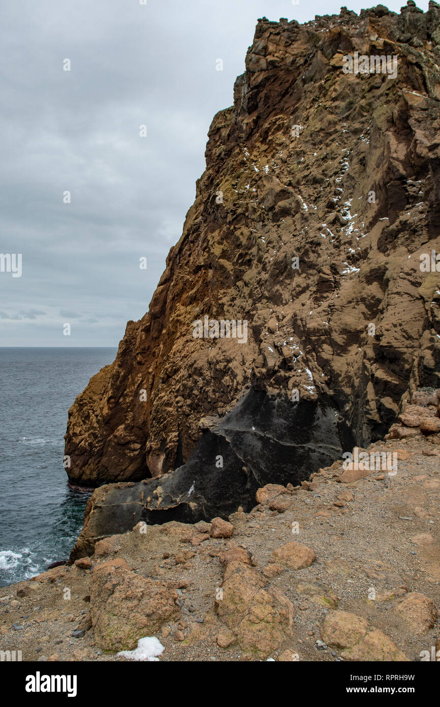 Scogliere a Nettuno, finestra Isola Deception, Antartide Foto Stock