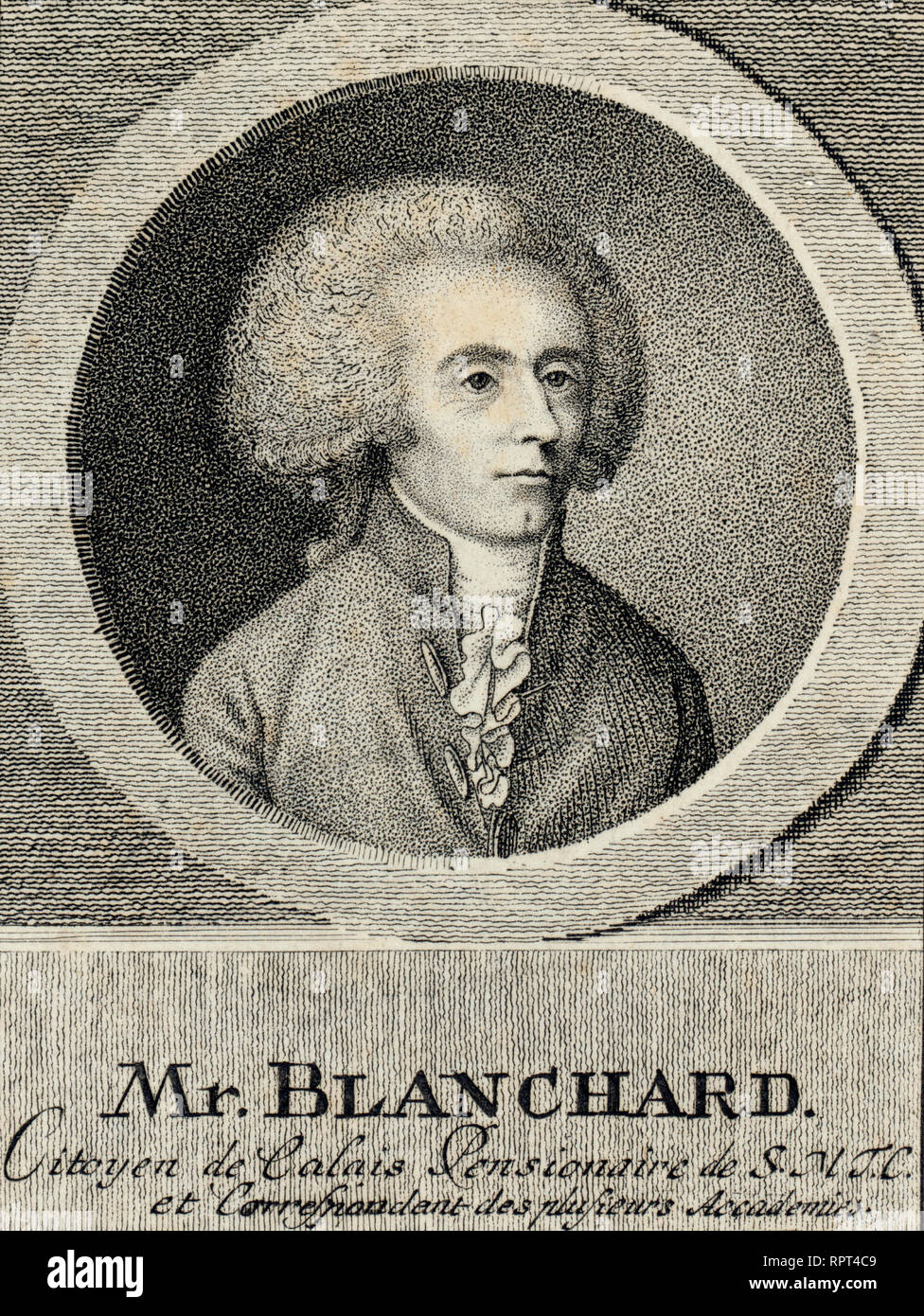 Testa e spalle ritratto di balloonist francese, Jean-Pierre Blanchard. 1780-1800 Foto Stock