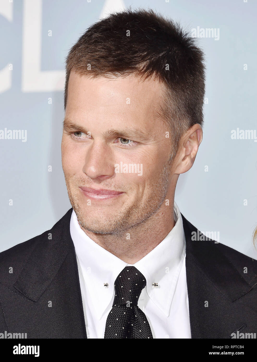 LOS ANGELES, CA - 21 febbraio: Tom Brady arriva a Hollywood per la scienza Gala a residenza privata su Febbraio 21, 2019 a Los Angeles, Californi Foto Stock