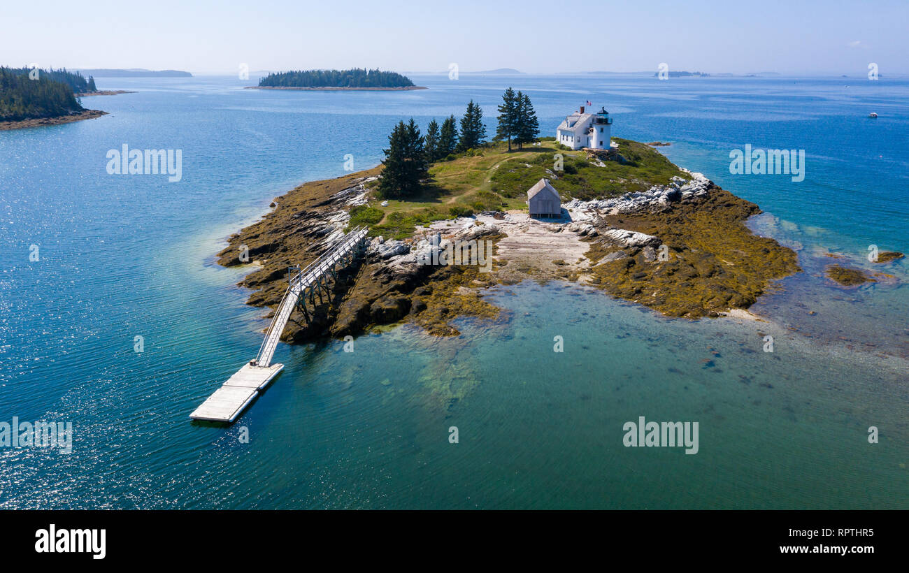 La zucca Island Lighthouse, piccola isola di cervi, daini Isle, ME Foto Stock